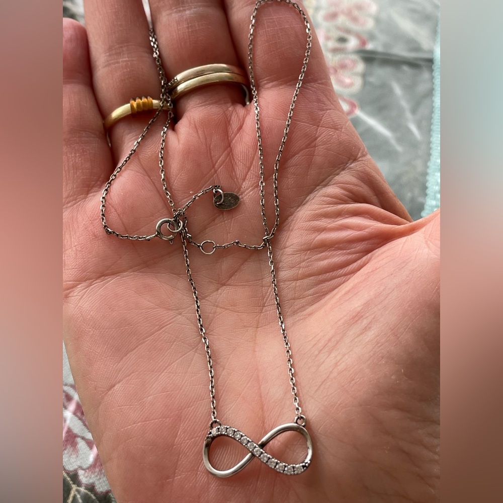 Vintage 925 Sterling Silver Infinity Zirconia Necklace